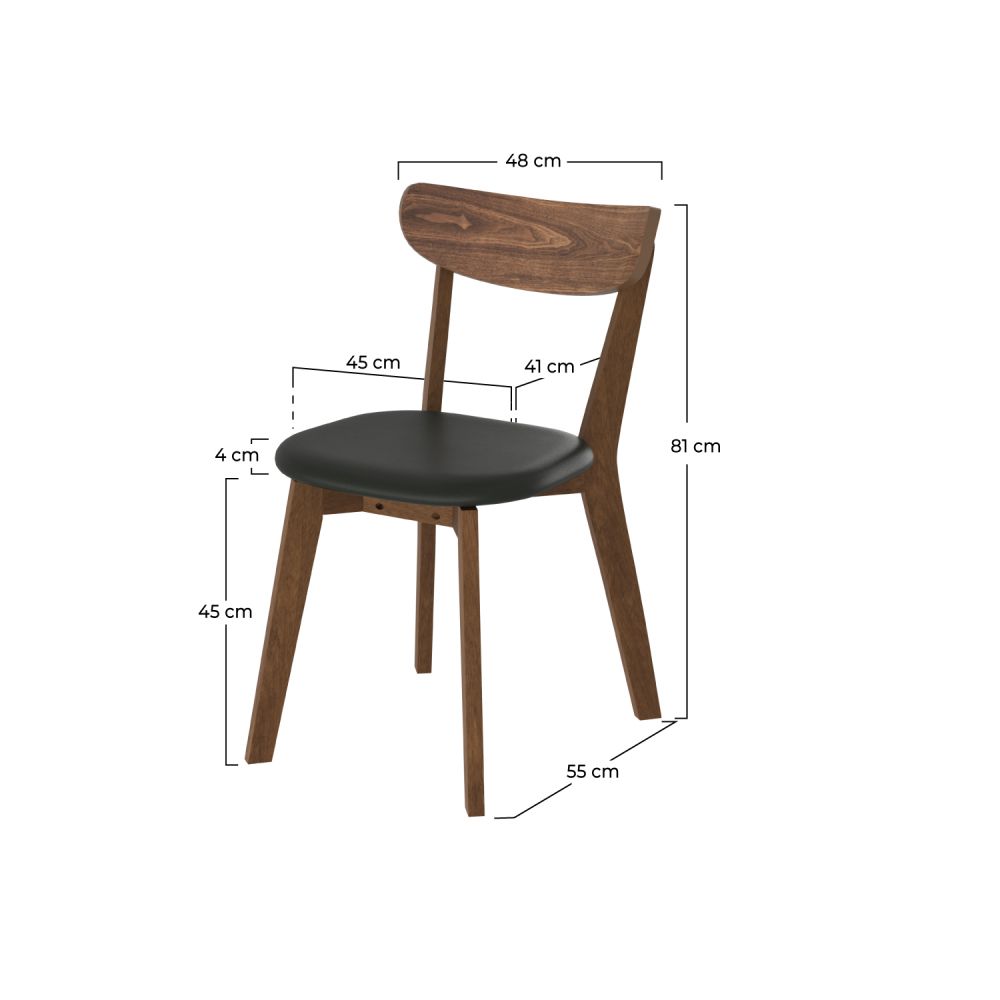 tabata chaise en bois fonce cuir synthetique noir