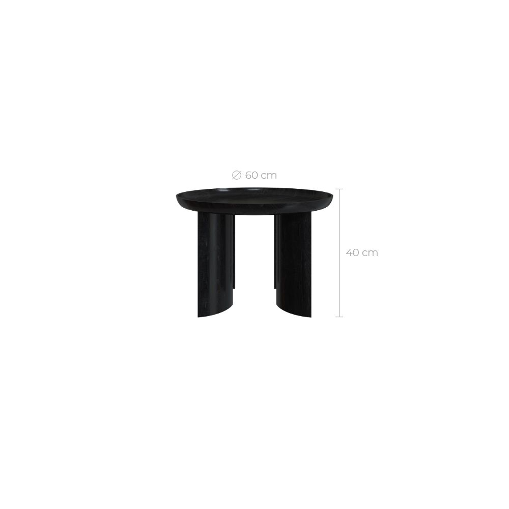 table basse 60 cm ronde en bois noir blake