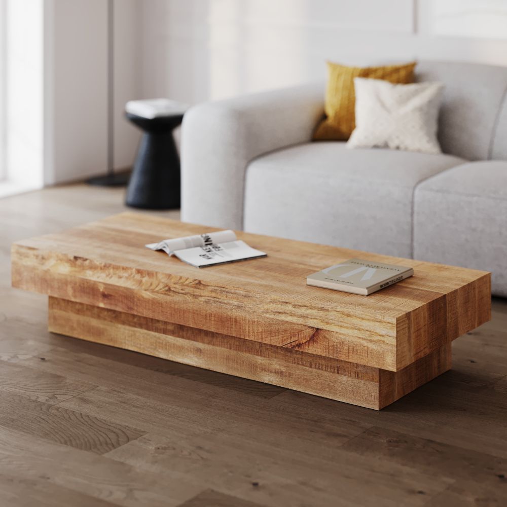 table basse areto rectangulaire en bois de manguier