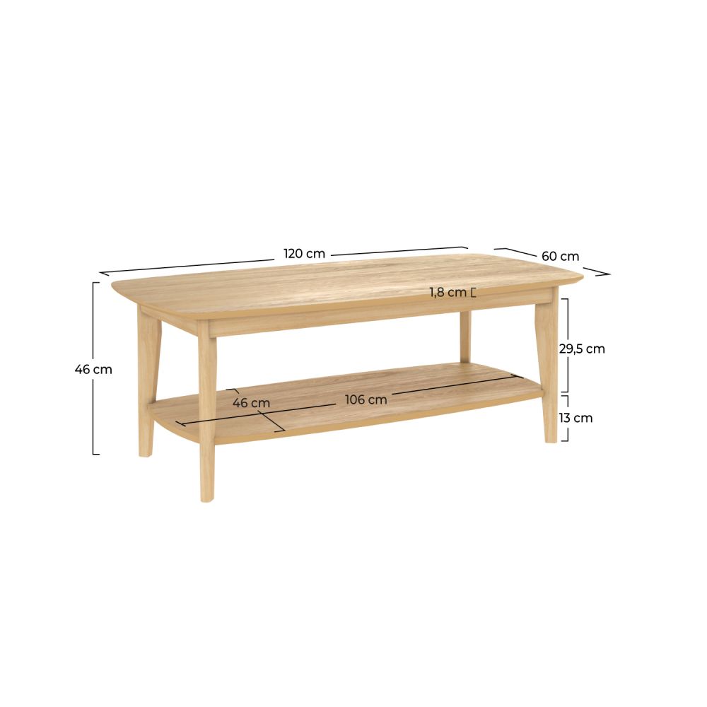 table basse bois cla rectangulaire sadi