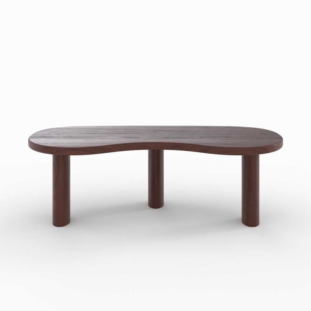 table basse bois fonce forme organique brandan