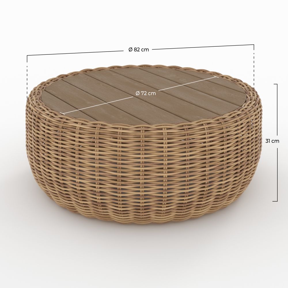 table basse de jardin en rotin synthetique et bois exterieur sky rdv deco