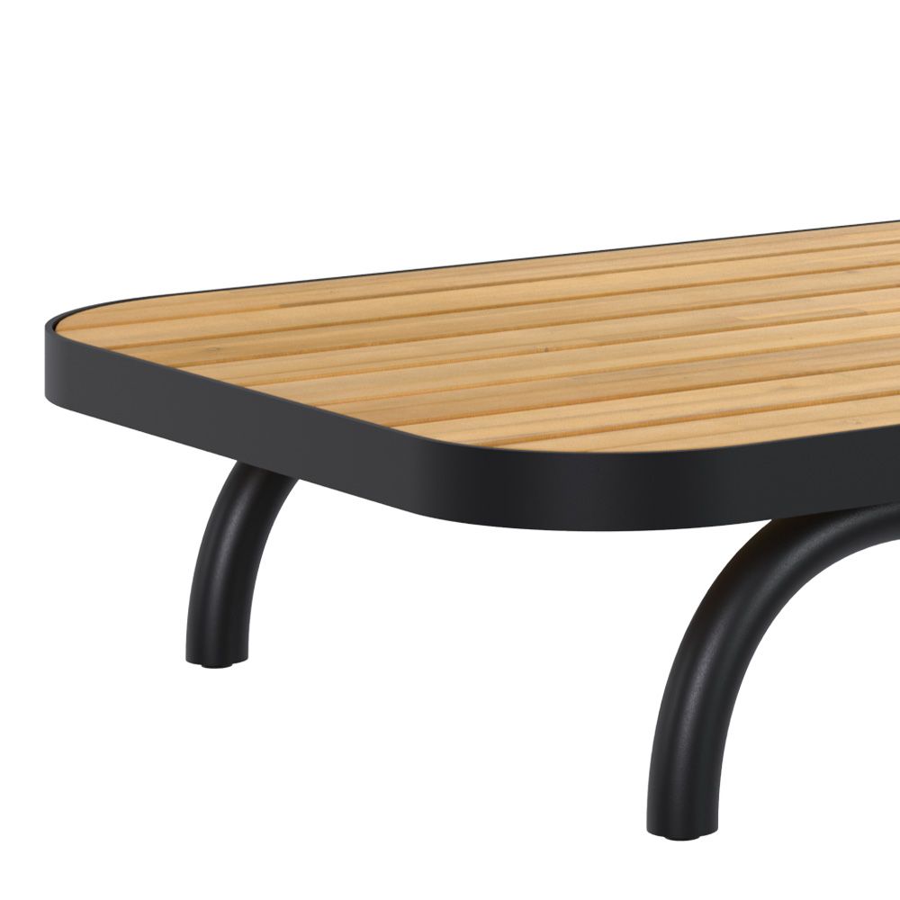 table basse de jardin marta en bois acacia pieds metal noir