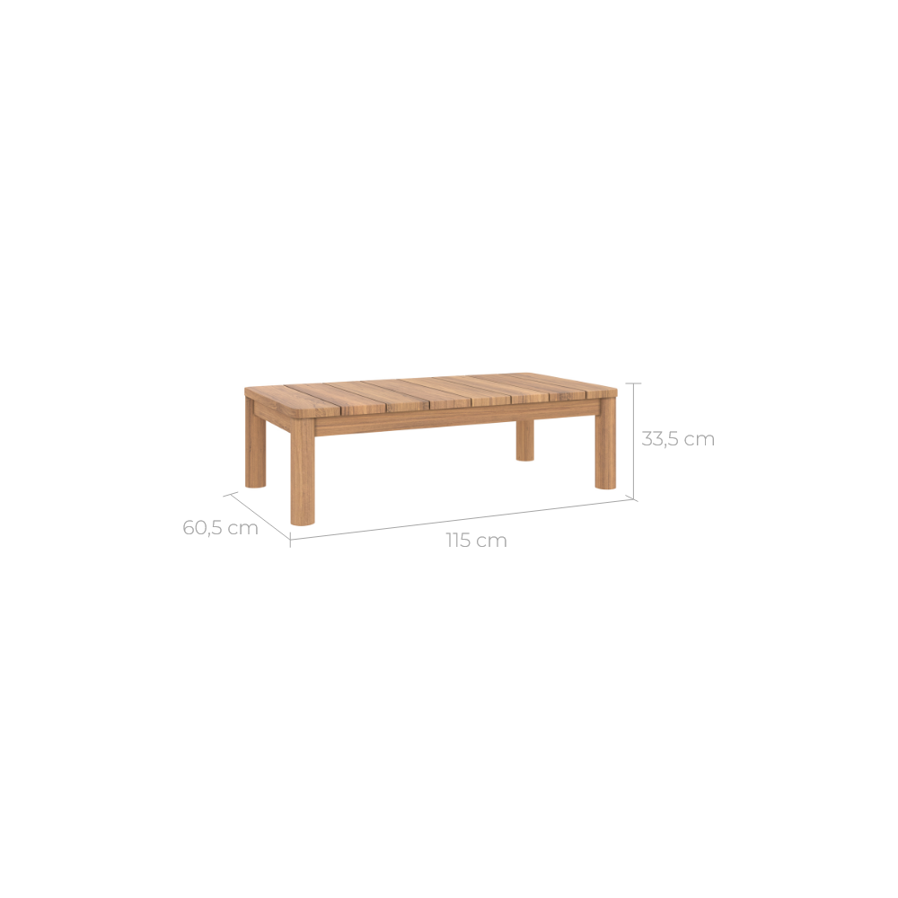 table basse de jardin rectangulaire en bois de teck massif bakole
