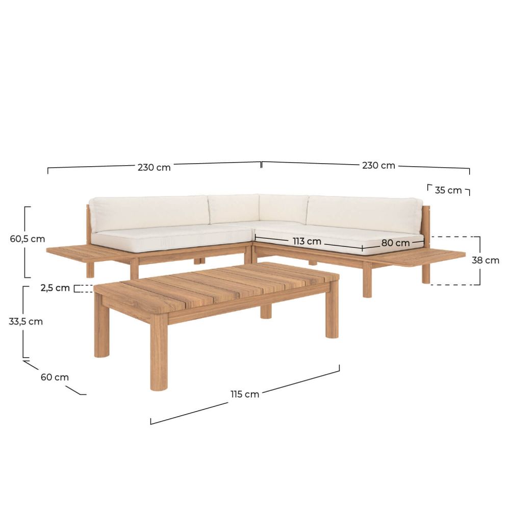 table basse de jardin rectangulaire en bois nadila dim