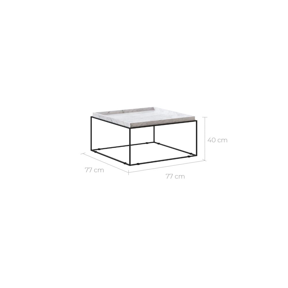 table basse design graphique en marbre blanc kouki