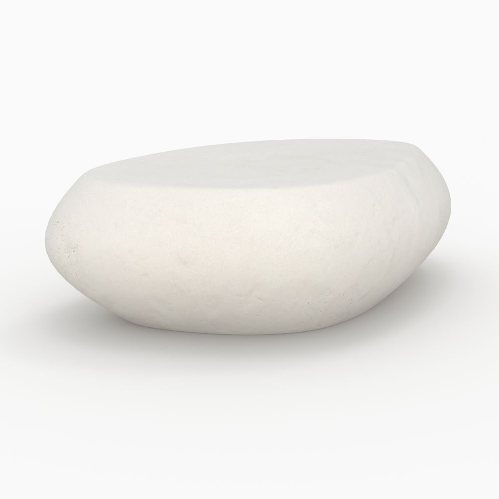 table basse maui en beton blanc ovale asymetrique