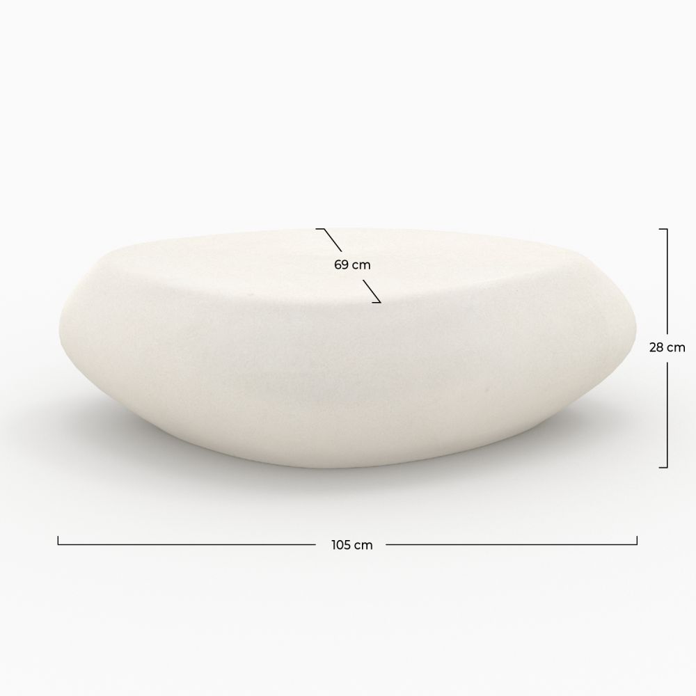 table basse minimaliste beton blanc arrondie maui