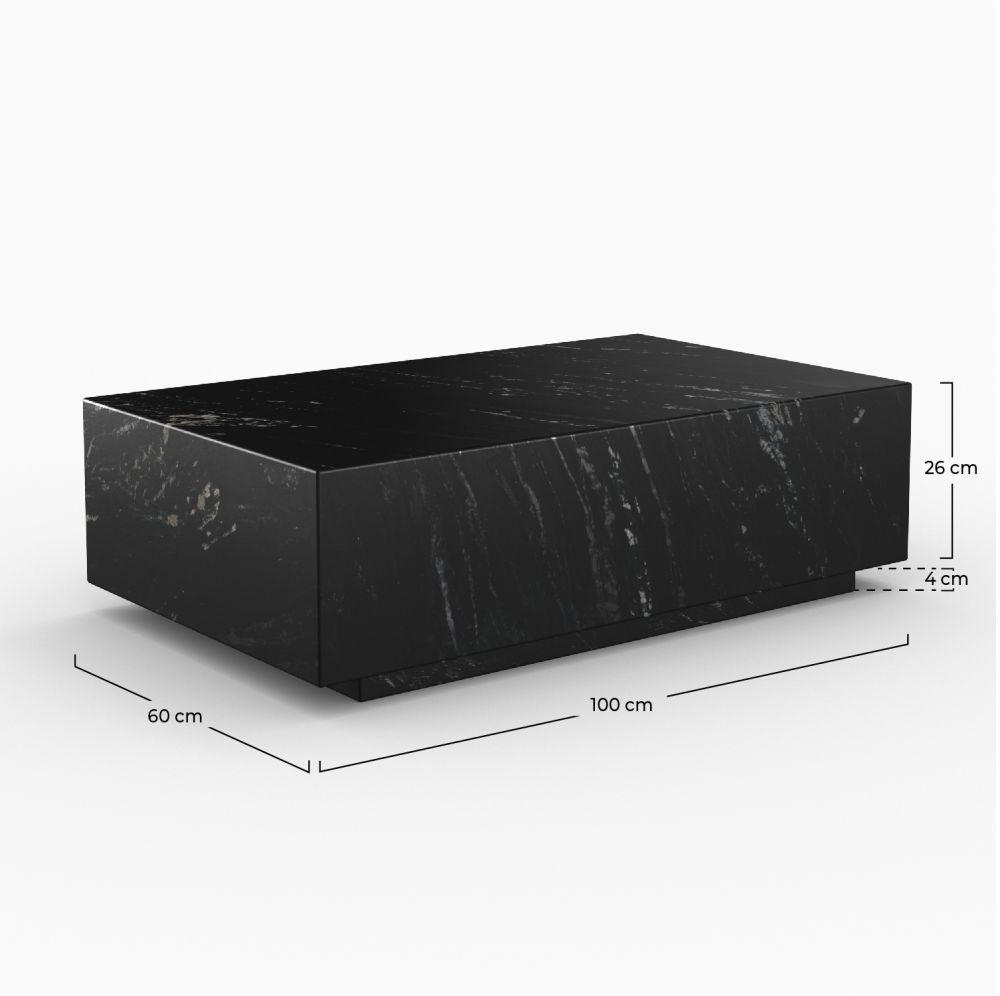 table basse noire en marbre izae rectangulaire