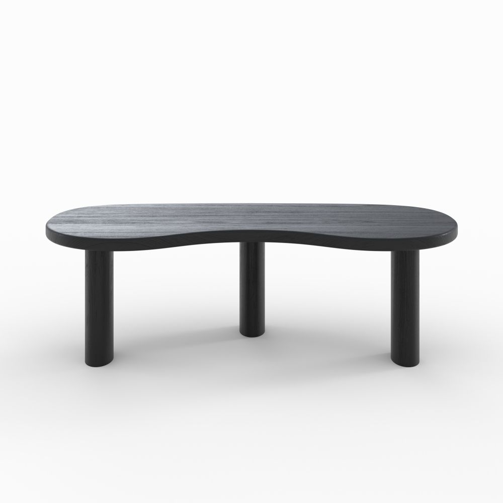 table basse noire organique bois massif de mindi brandan