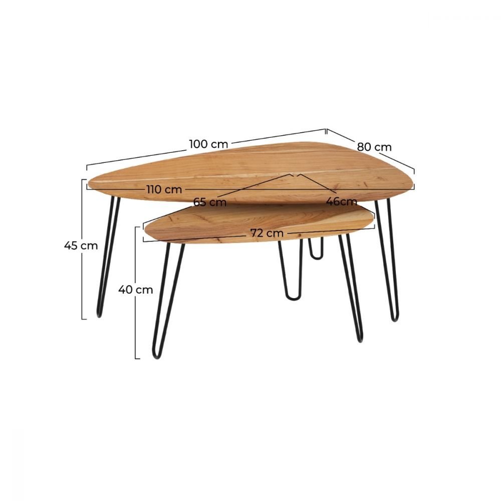 table basse ovale en bois et pieds en metal noir kiwi