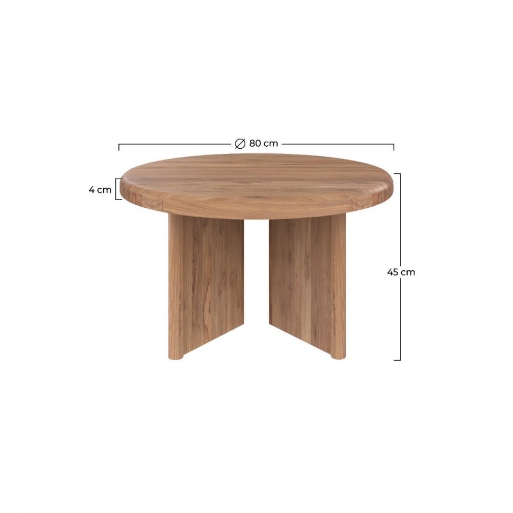 table basse ronde d80 cm en bois de teck bana