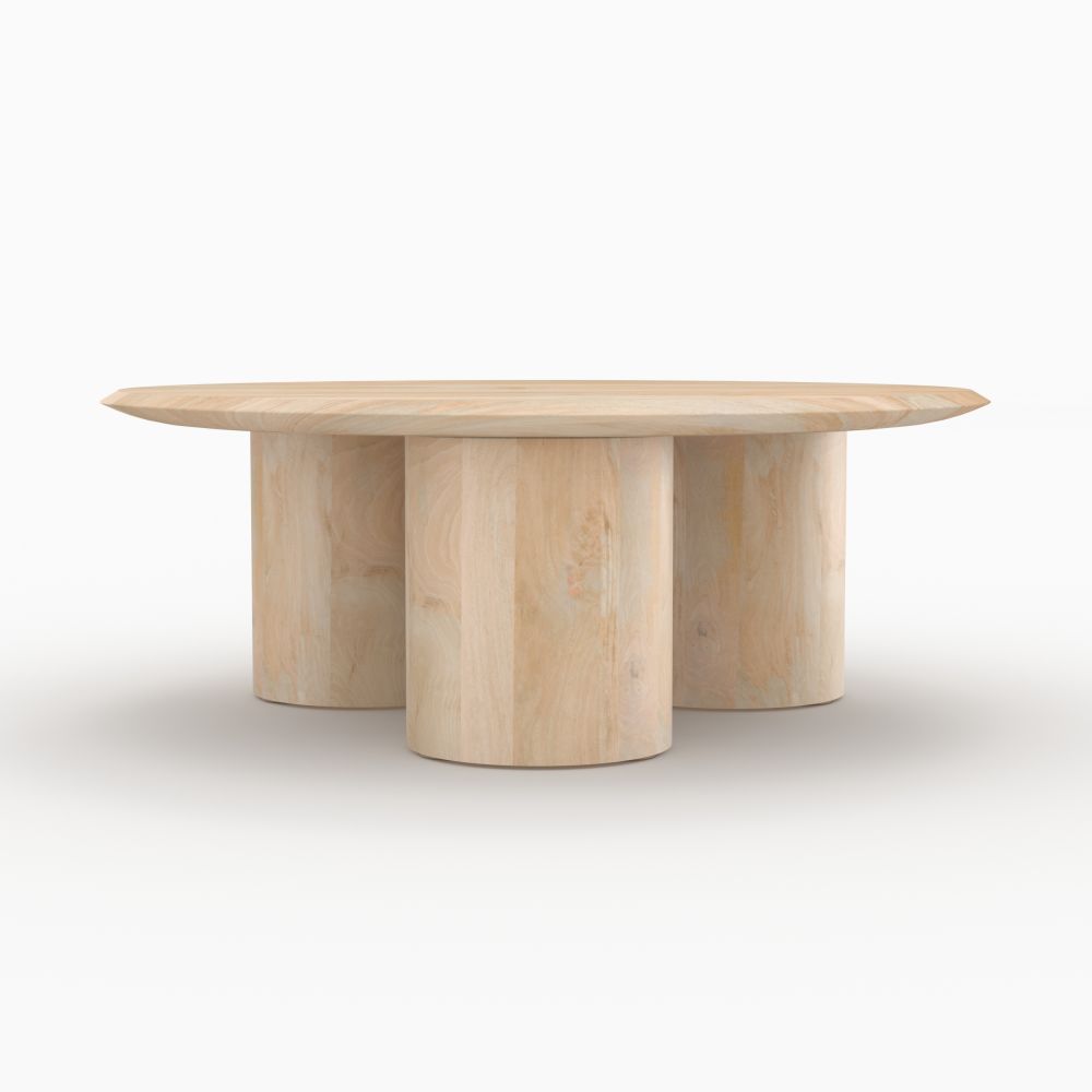 table basse ronde en bois de manguier clair sacha