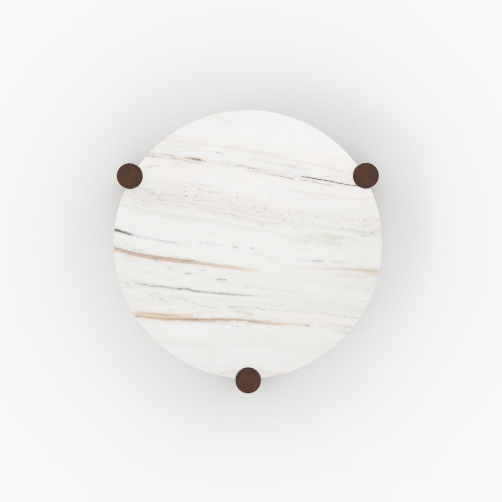 table basse ronde pauline en marbre et bois de manguier diametre 86 cm rdv deco