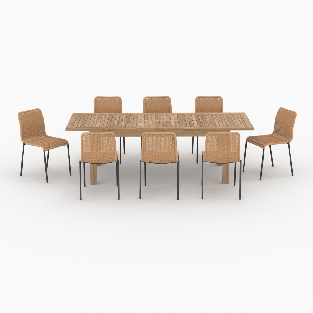 table chaises de jardin 8 personnes bois resine sirivara