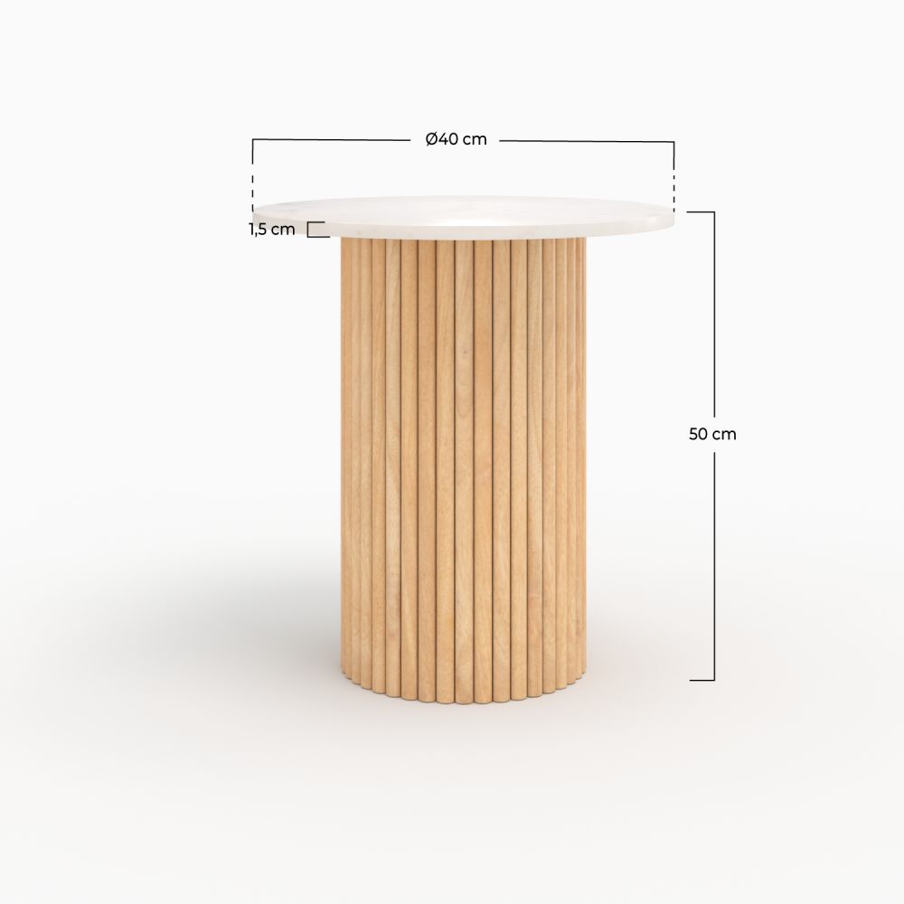 table d appoint agathe en marbre bois de manguier diametre 40 cm 