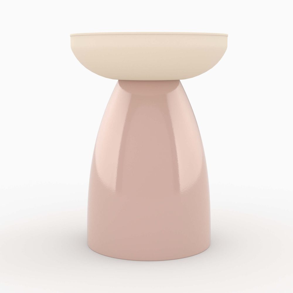 table d appoint colette en metal rose pale ronde