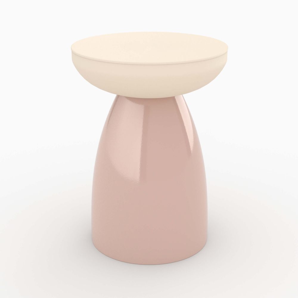 table d appoint colette en metal rose poudre ronde