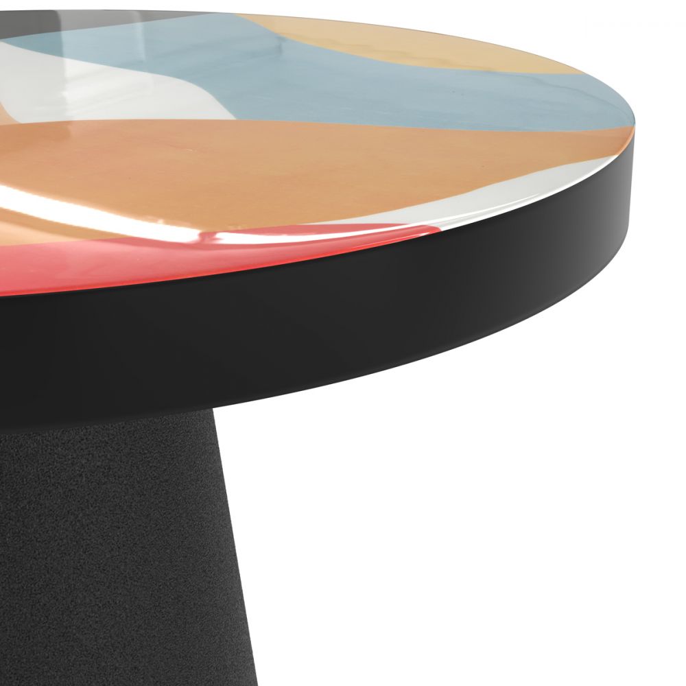 table d appoint noire et multicolore ronde cheyenne 40 cm