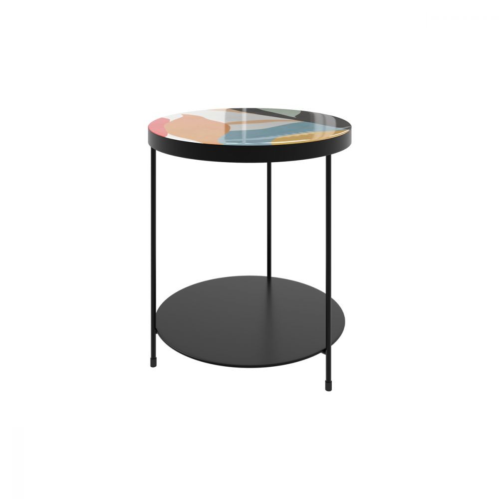 table d appoint ronde 40 cm en metal noir et multicolore cheyenne