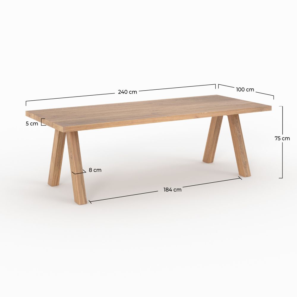 table de jardin 240 cm molo en bois de teck recycle 10 places rdv deco