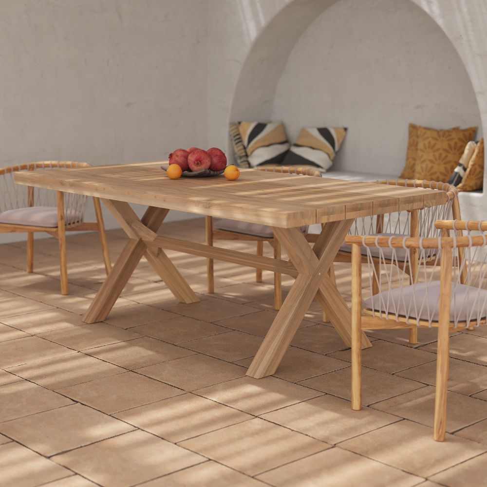 table de jardin en bois de teck massif 200 cm suri