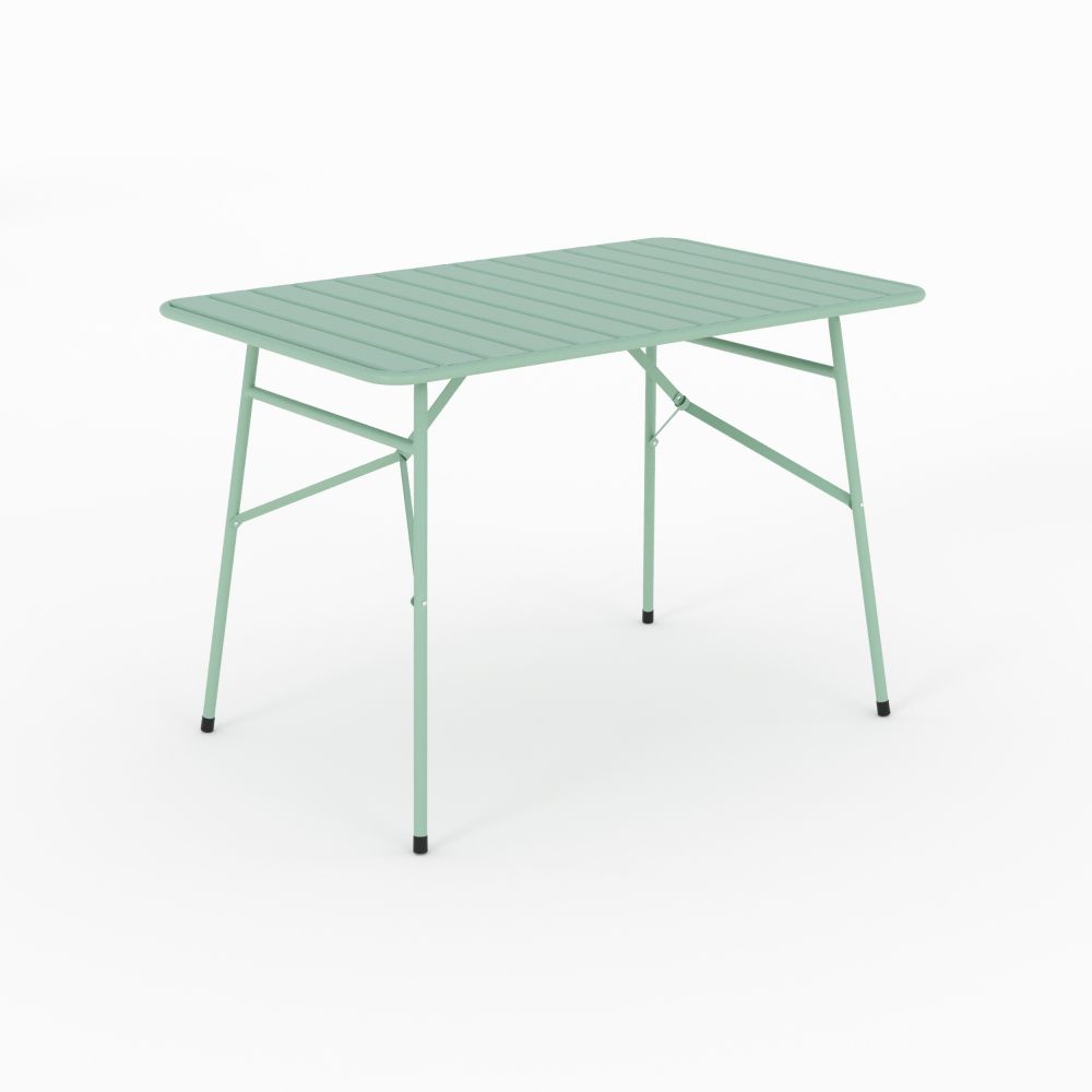 table de jardin en metal vert pliante 4 personnes yumi