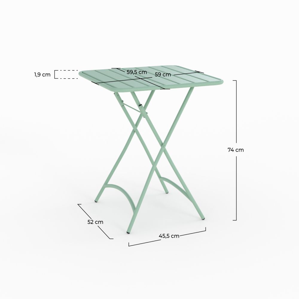 table de jardin metal vert 2 personnes yumi carree