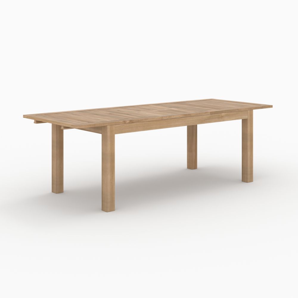 table de jardin nido extensible 180 240 cm en teck fond beige
