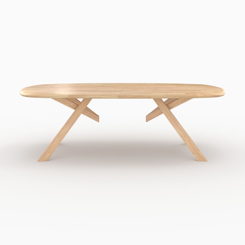 table en bois clair hevea massif 8 personnes merlin