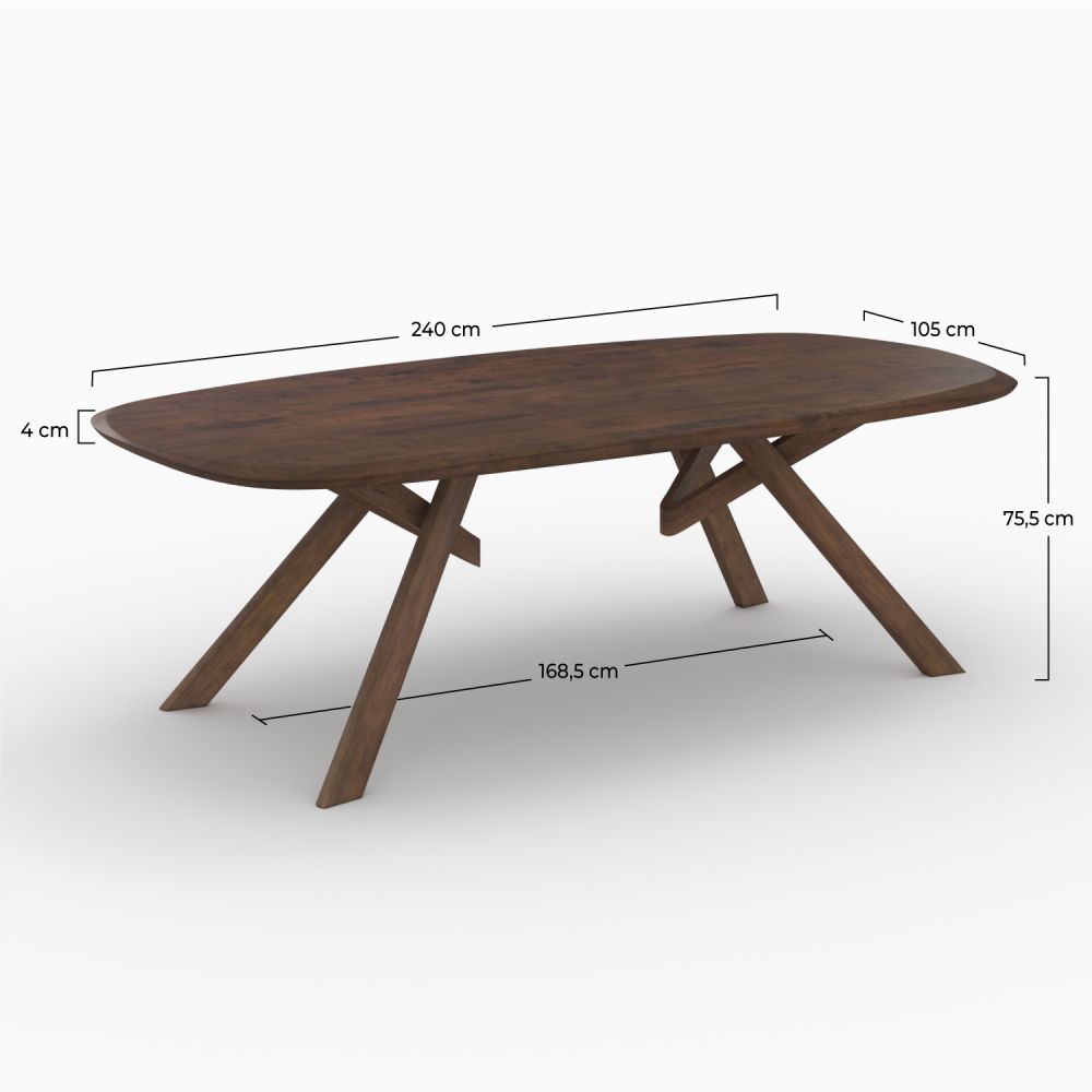 table en bois d hevea massif fonce 8 personnes merlin