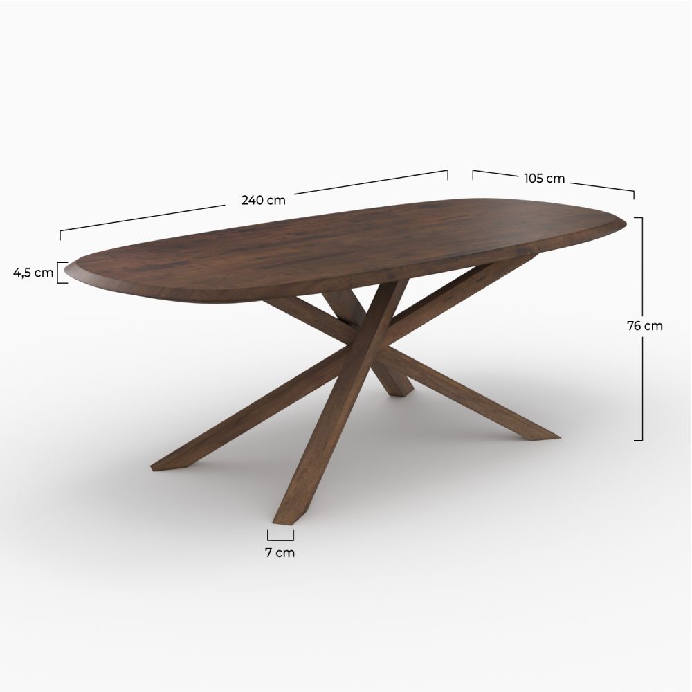 table en bois fonce hevea aladin