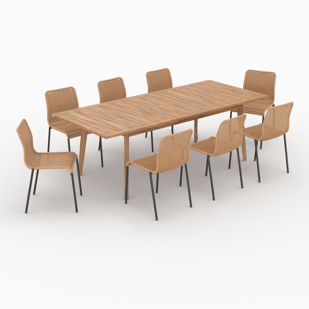 table et chaise de jardin tunga 8 personnes bois resine tresse