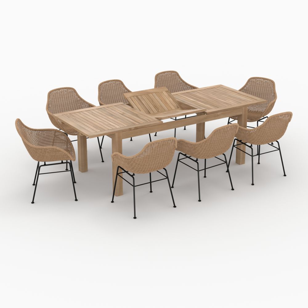 table et chaises de jardin 8 personnes en bois et resine carmela