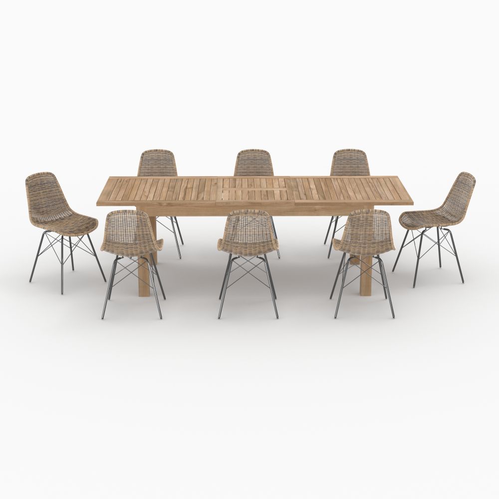 table et chaises de jardin 8 personnes en bois et resine tiptur