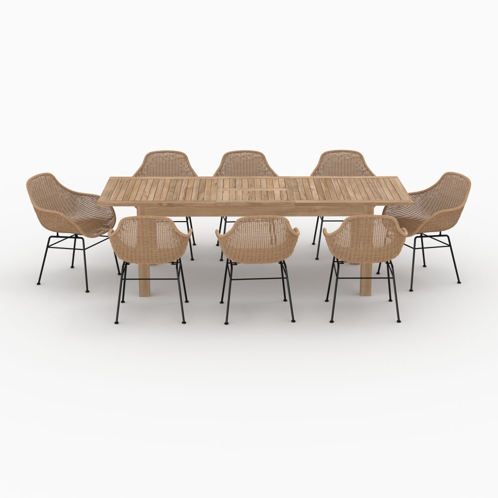 table et chaises de jardin carmela 8 personnes bois et resine