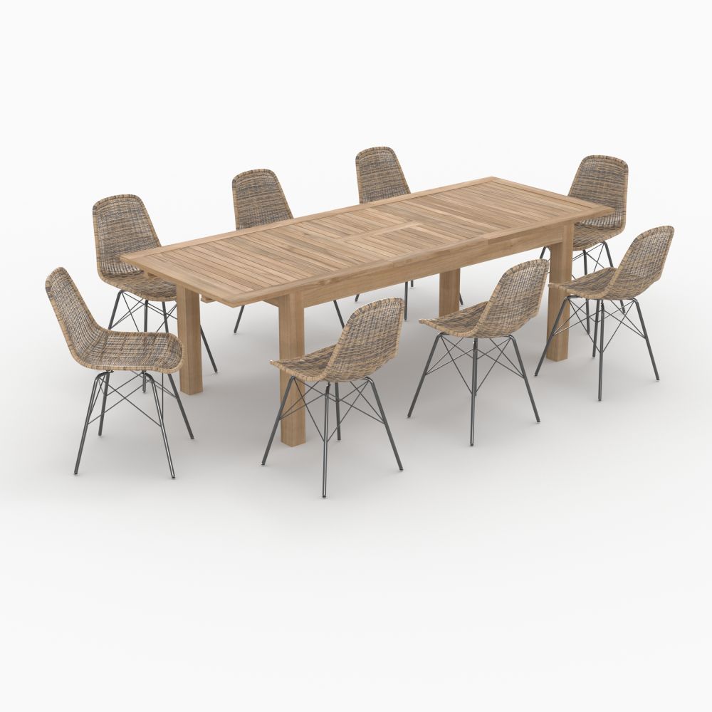 table et chaises de jardin tiptur 8 personnes en bois et resine