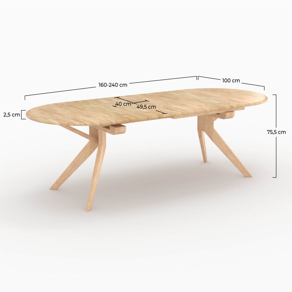 table extensible en bois massif clair