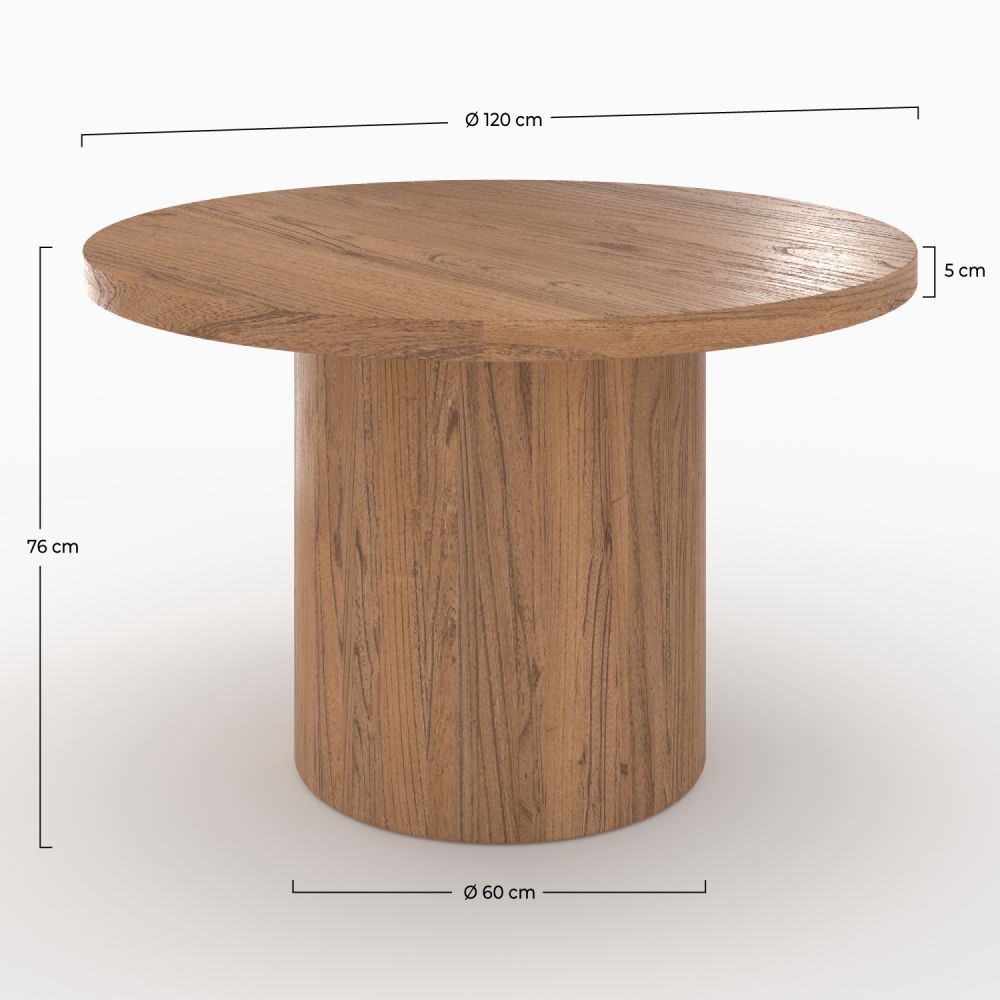 table gaston en bois d orme 4 personnes ronde