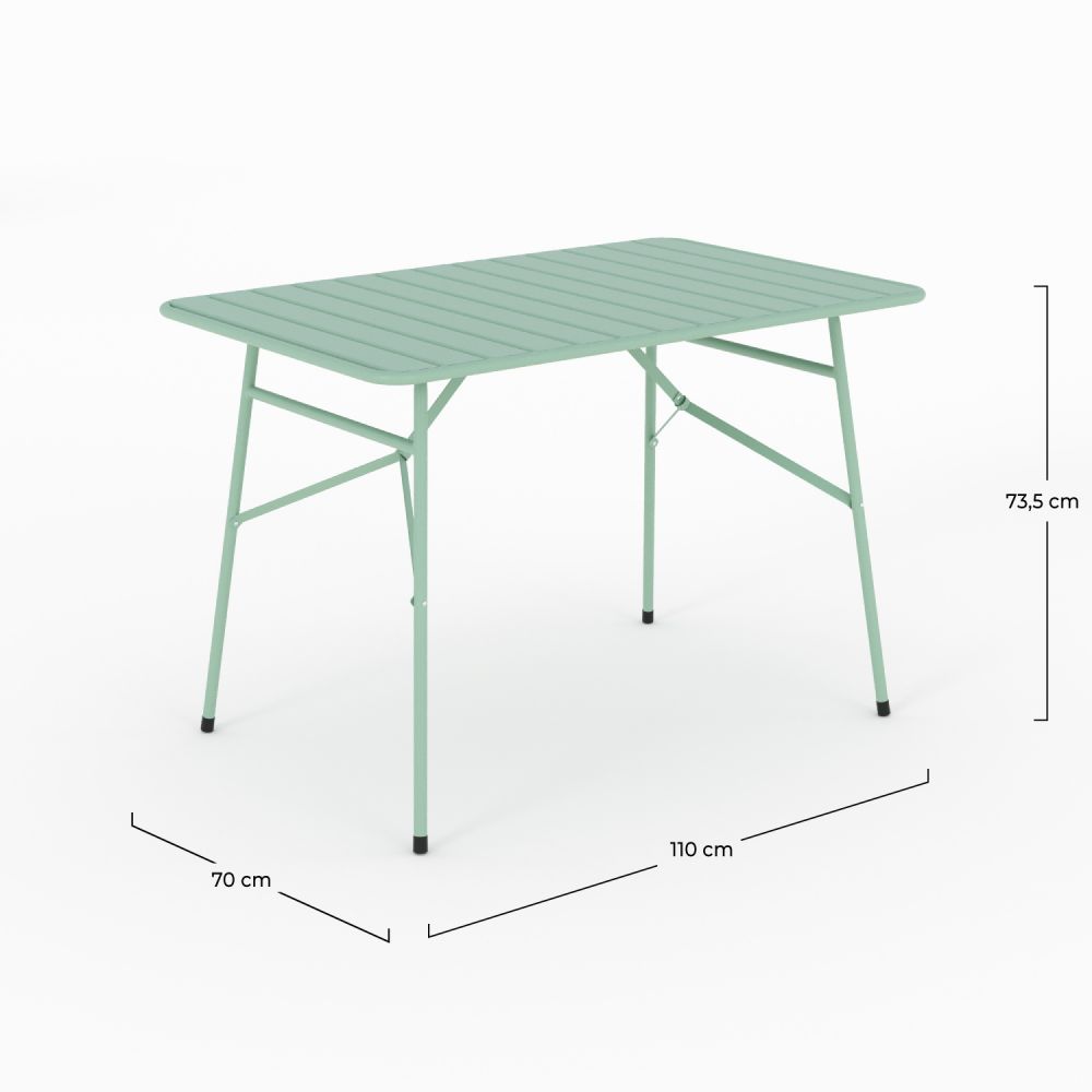 table jardin yumi en metal vert 4 personnes pliante