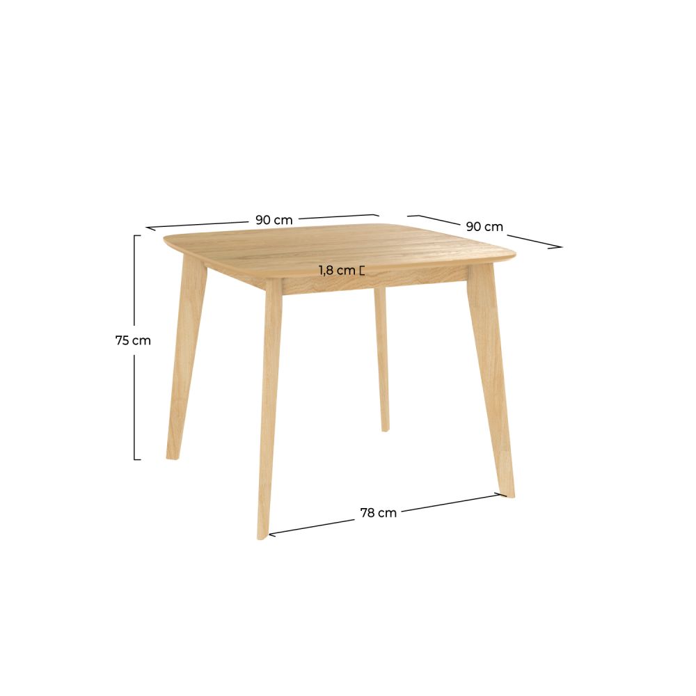 table julio 90 cm carree bois clair