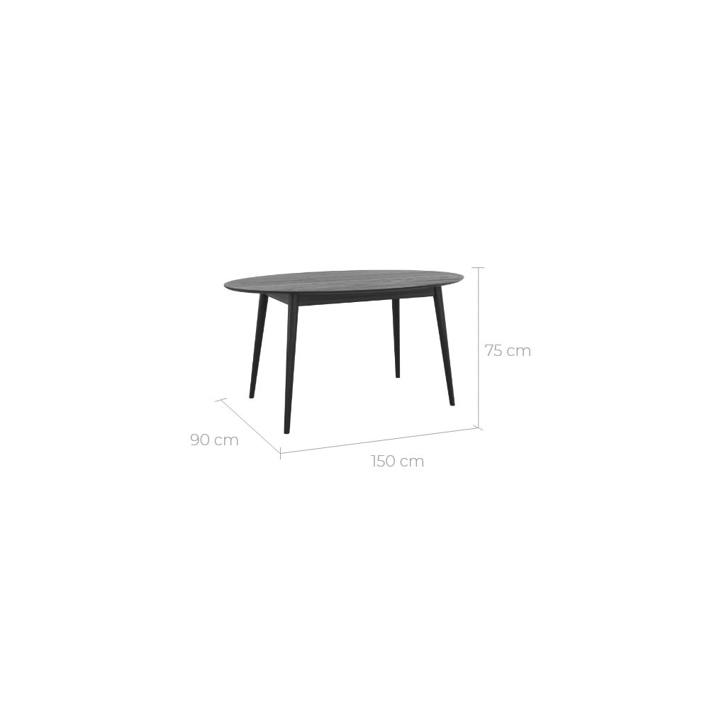 table noire eddy ovale 150 cm