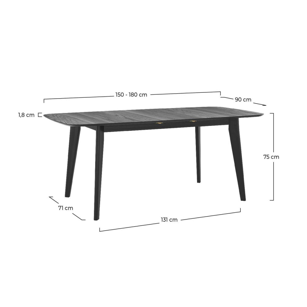 table oman en bois noir extensible rectangulaire
