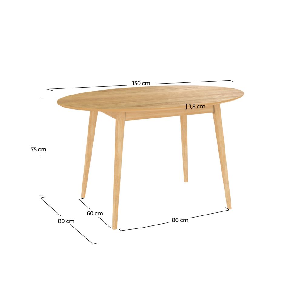 table ovale 4 personnes bois clair 130 cm