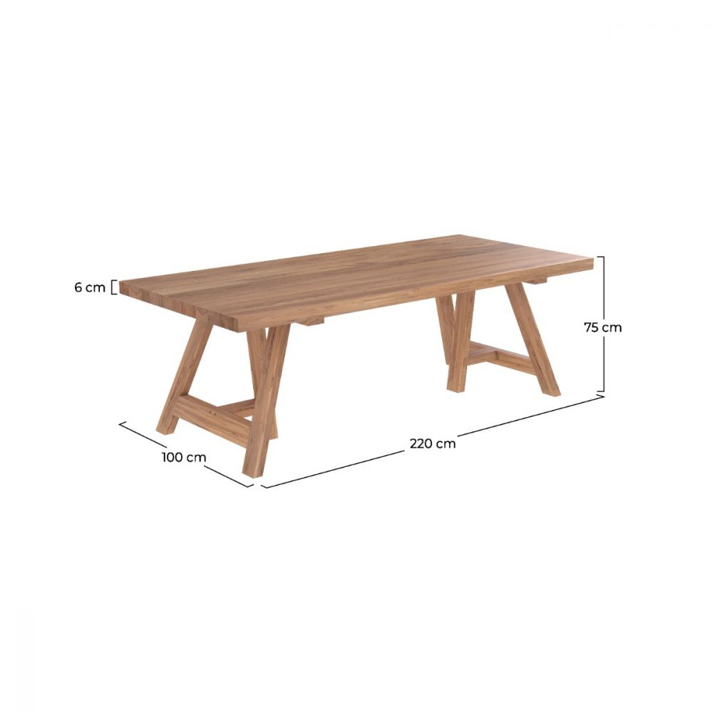 table rectangualire suzane en bois de teck 8 personnes 220 cm