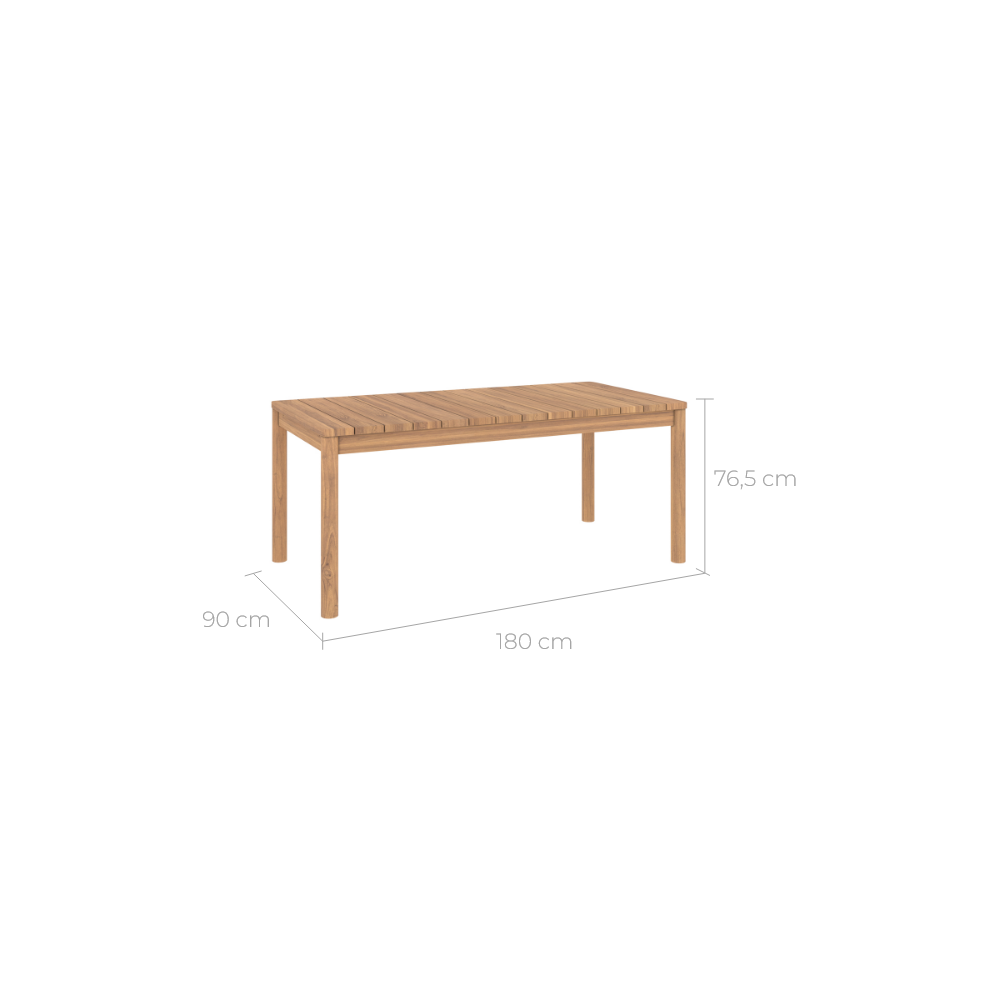 table rectangulair de jardin en bois de teck massif 180 245 cm berka