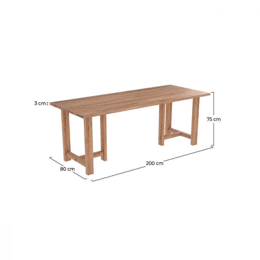table rectangulaire en bois de teck recycle 8 personnes 200 cm padar