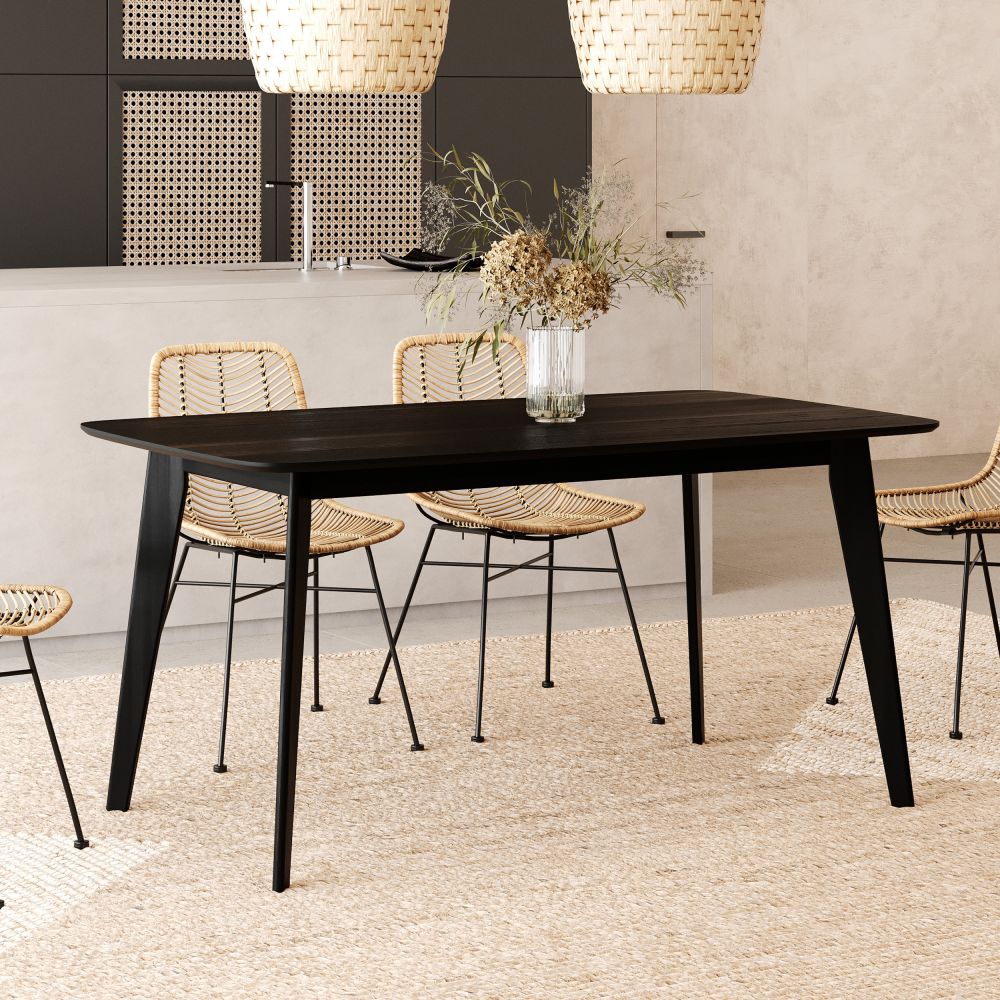 table rectangulaire en bois noir 150 cm oman rdv deco