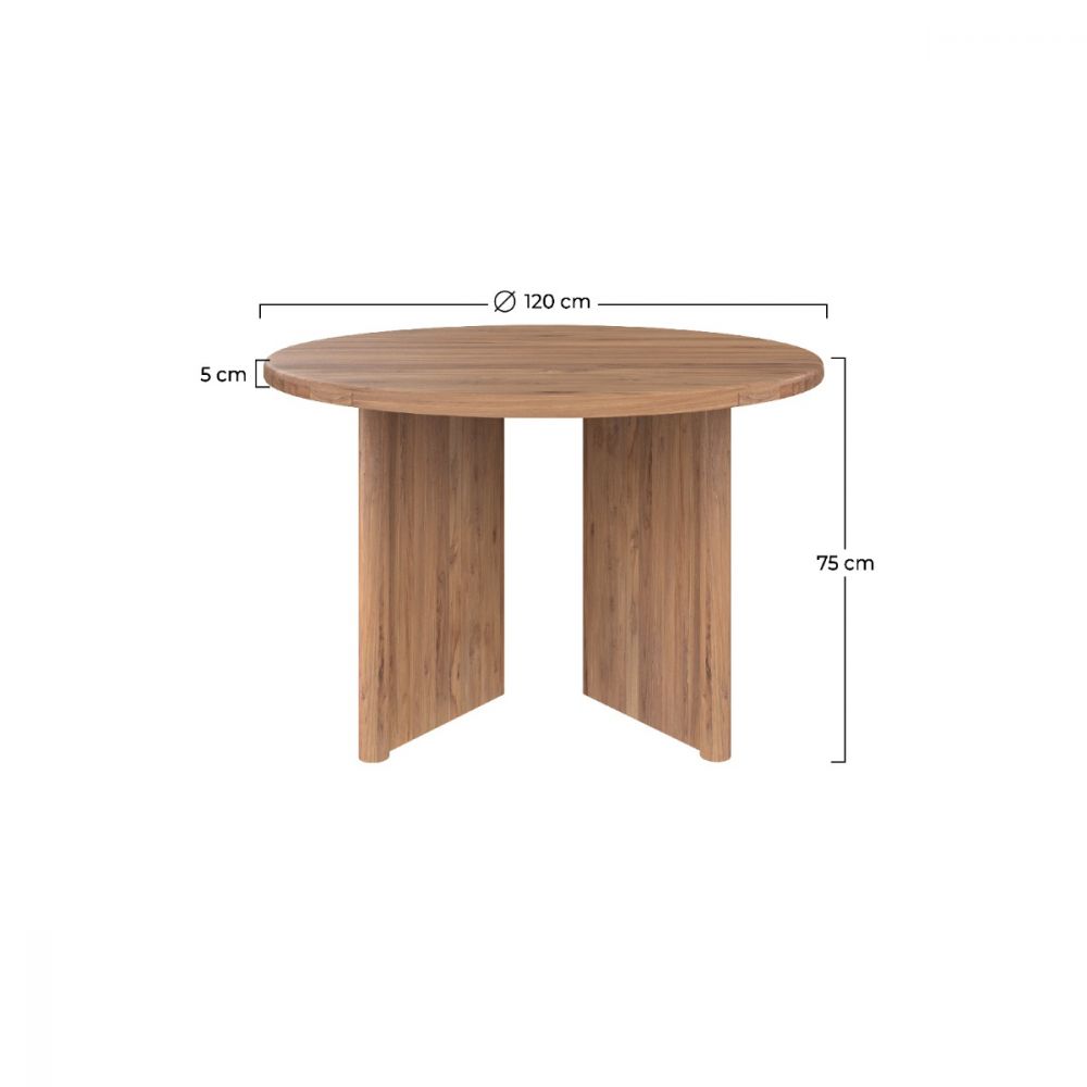 table ronde en bois de teck recycle 4 personnes bana