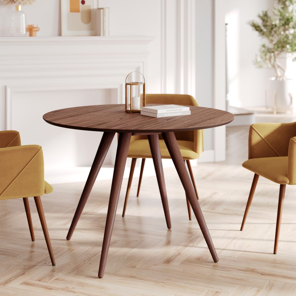 table ronde liwa en bois fonce d 105 cm focus